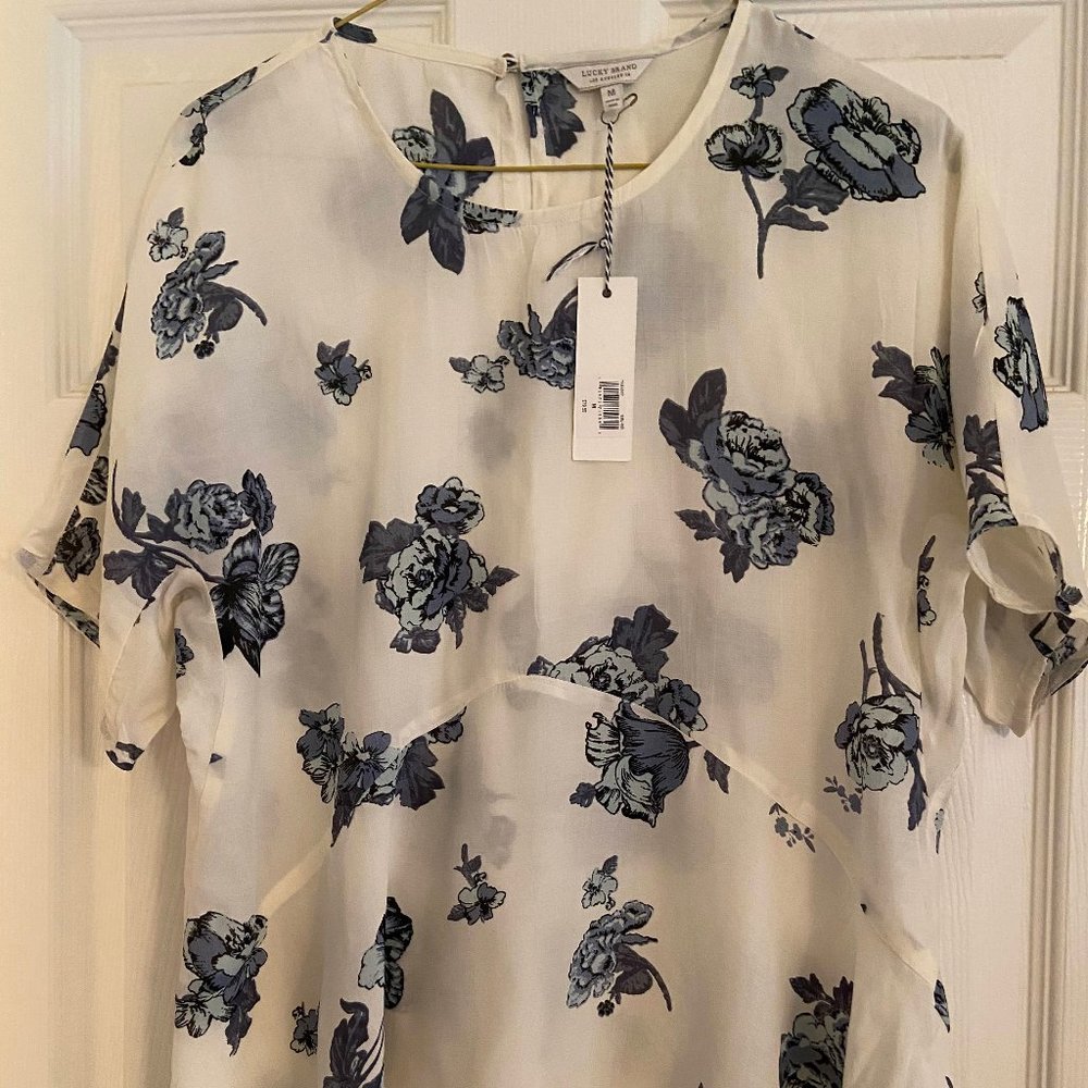 Lucky Brand Flower Peplum Blouse (M)